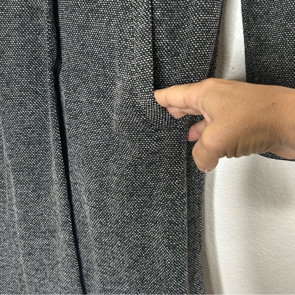 H&M Divided Long Lightweight Button Closure Textured-Weave Black/White Coat Sz 4 - Picture 7 of 11